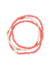 Seed Beads & Pearl 3 Bracelet Set