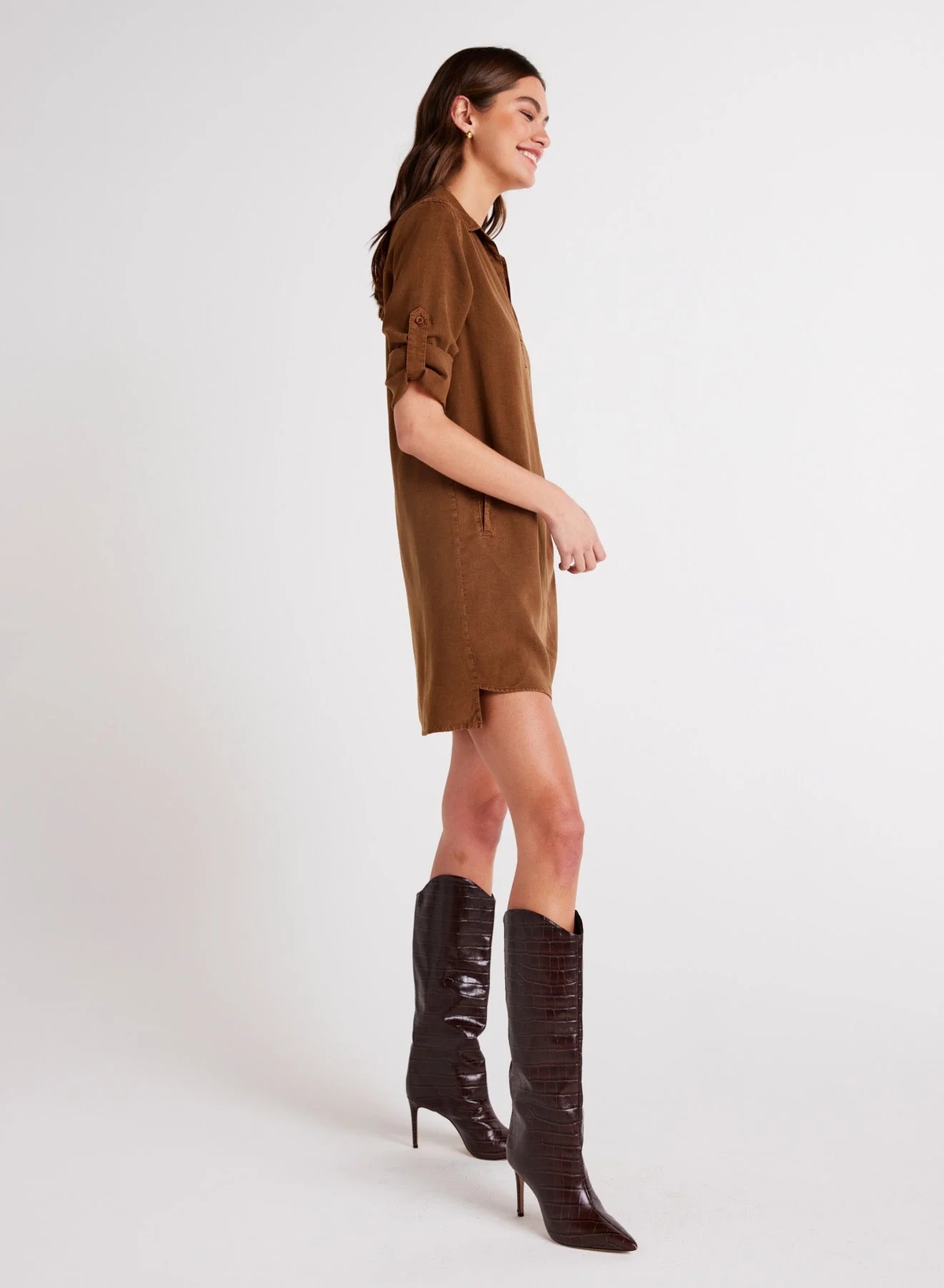 Long Sleeve A-Line Shirt Dress