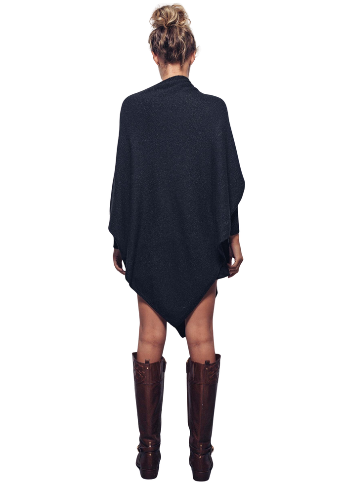 Asymmetrical Drape Knit Poncho Sweater