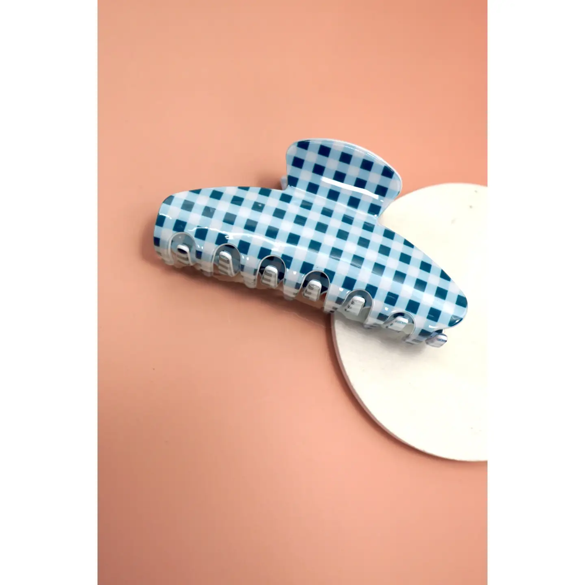 Jumbo Stripe Plaid Oval Hair Claw Clips