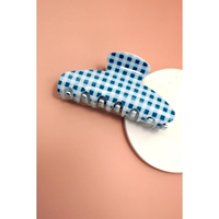 Jumbo Stripe Plaid Oval Hair Claw Clips