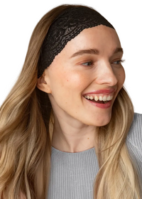 Wide Lace Elastic Headbands 2pc Set - Black