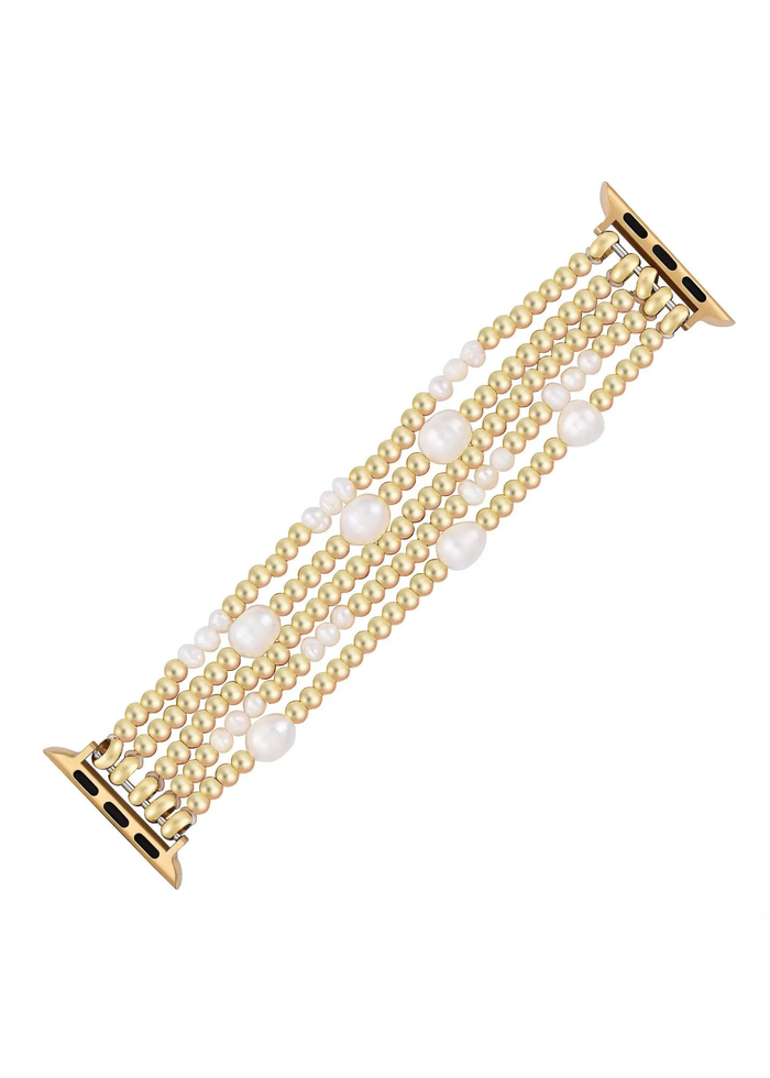 Gold and Pearl Stretch Apple Watch Strap