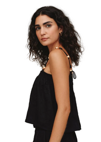 Smocked Beaded Strap Tank