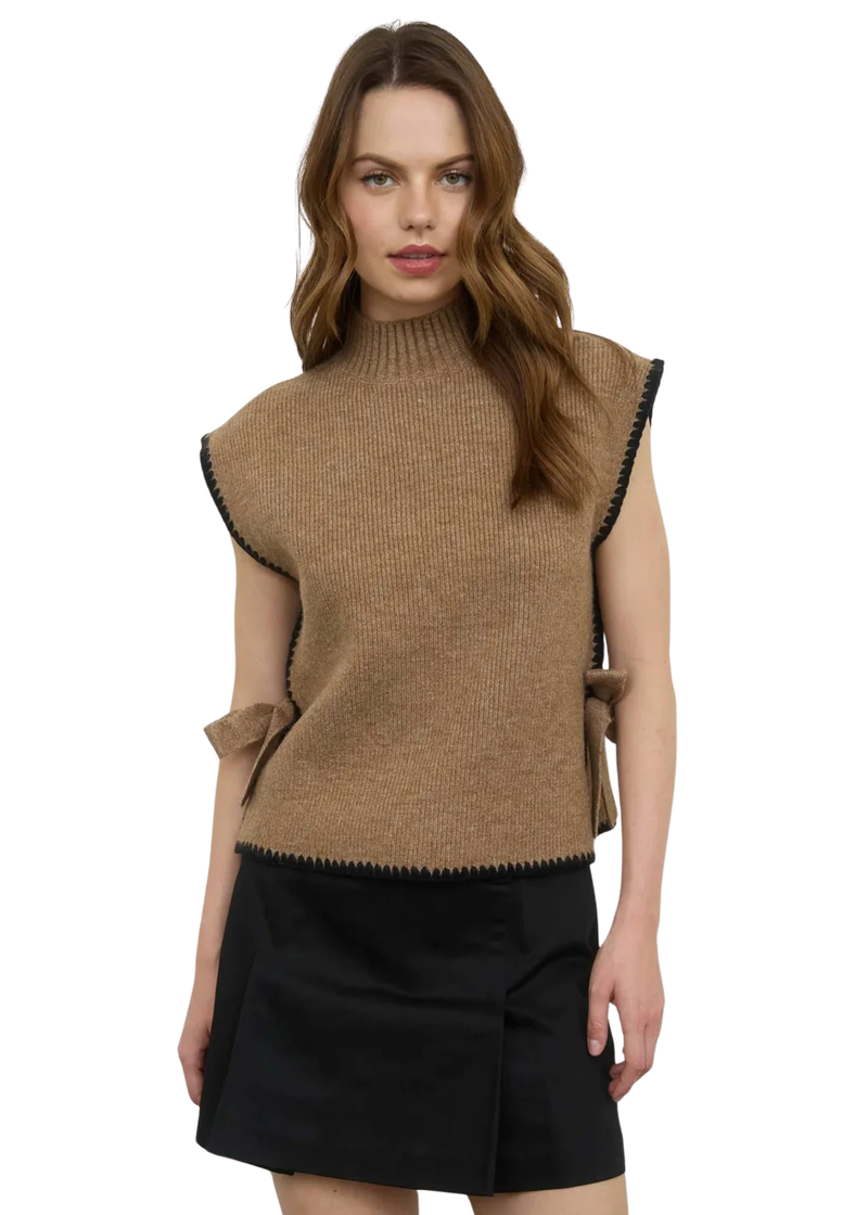 Stitch Side Tie Sweater Top