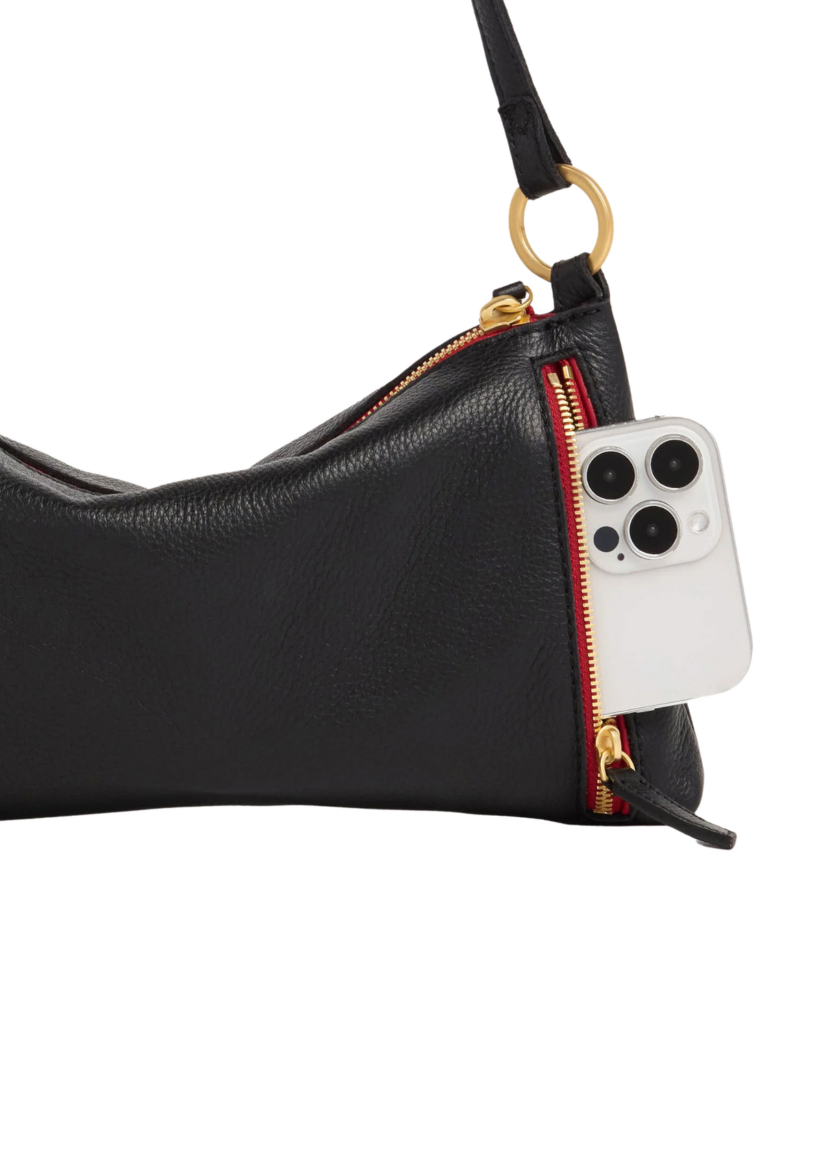 Kyle Purse - Black/brushed Gold Red Zip