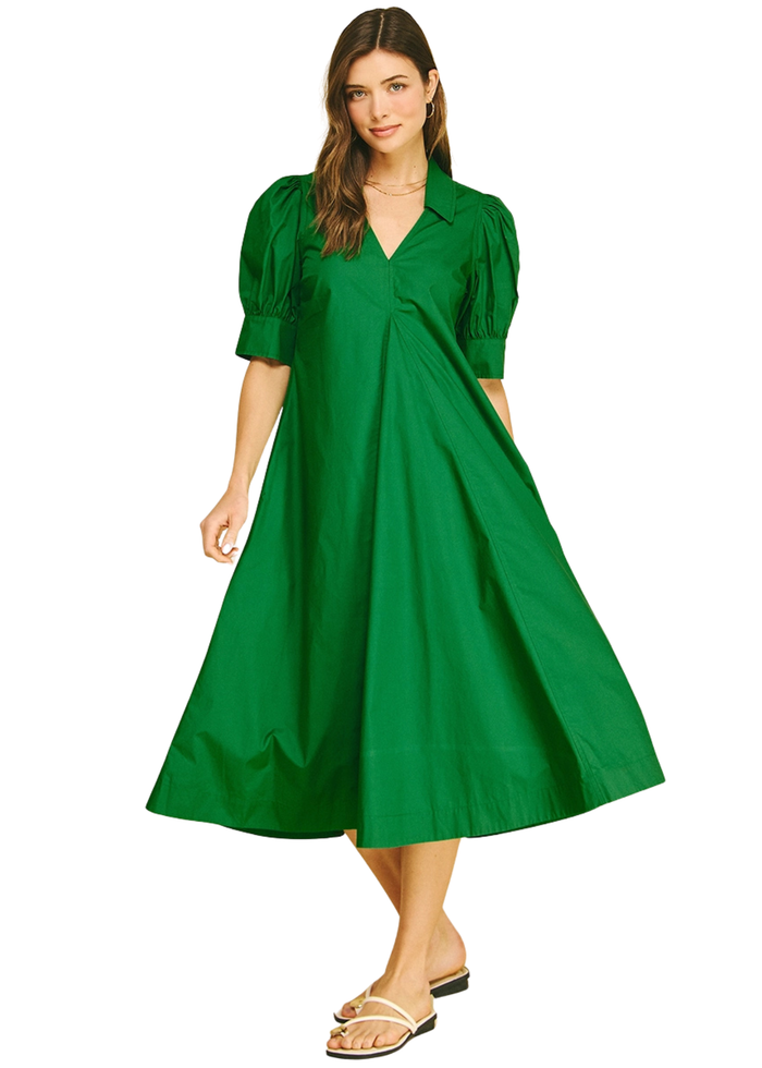 Puff Sleeve Midi Dress