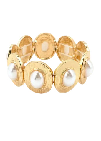 Linked Oval Bracelet - Cream/Gold