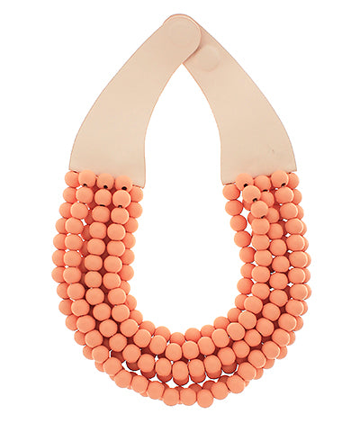 Wood Bead Statement Collar Necklace