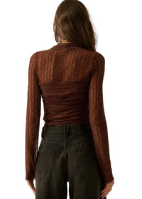 Floral Lace Ruched Mock-Neck Bodysuit