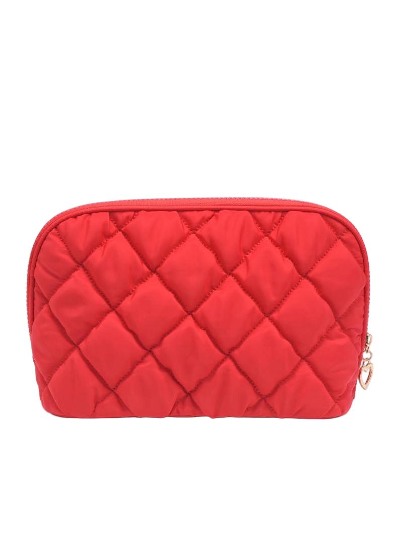 Quilted Puffer Nylon Cosmetic Dome Pouch