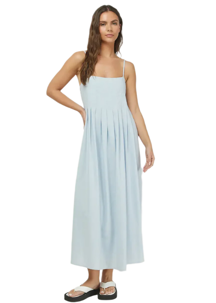 Pleated Maxi Linen Dress