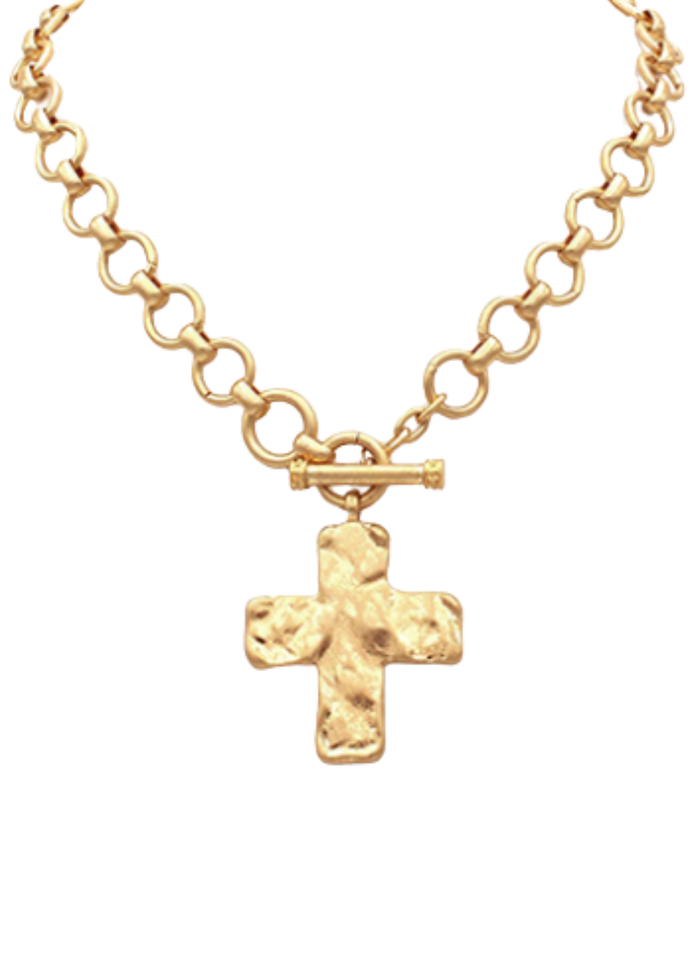 Chunky Cross & Chain Toggle Necklace