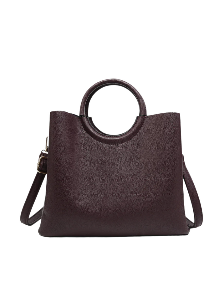 Helen Shaped Satchel w/ Round Handle & Long Strap