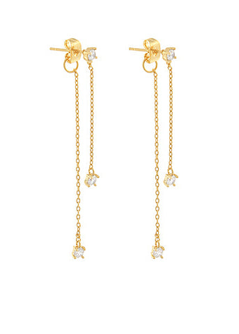 CZ Linear Front Back Earrings