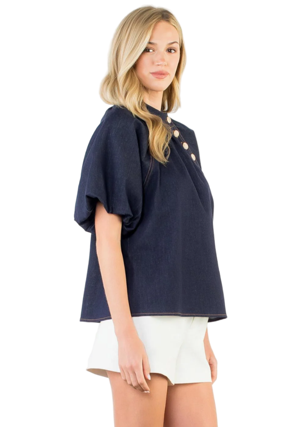 Puff Sleeve Denim Top
