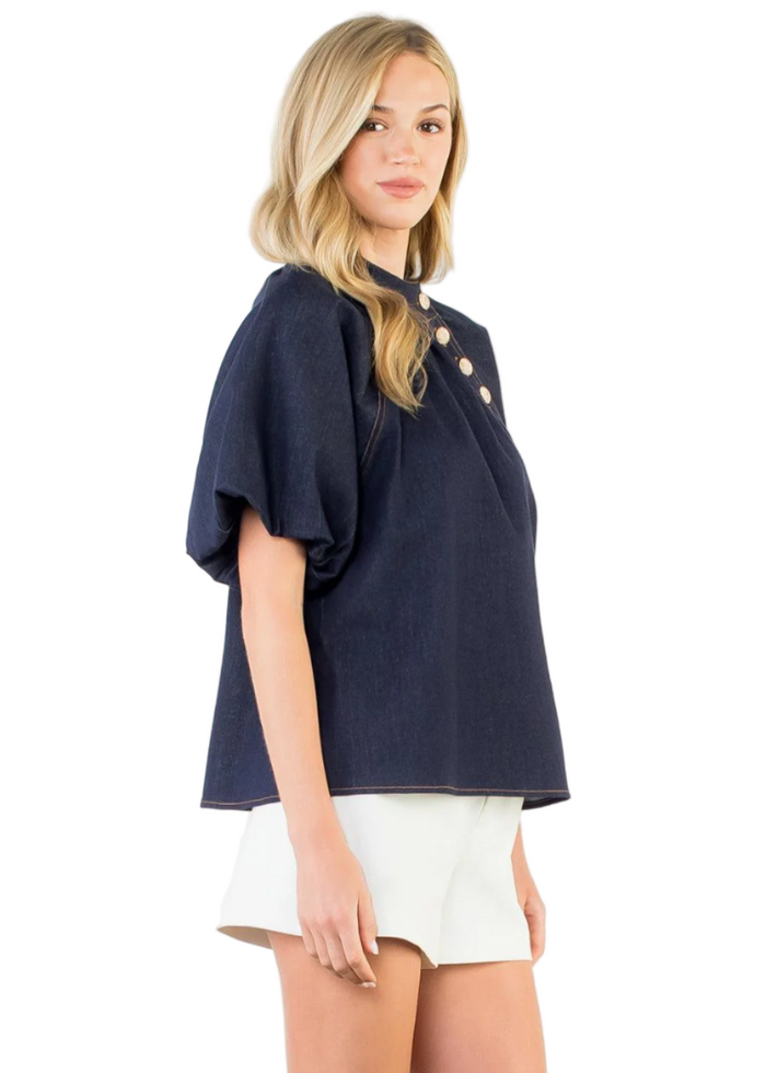 Puff Sleeve Denim Top