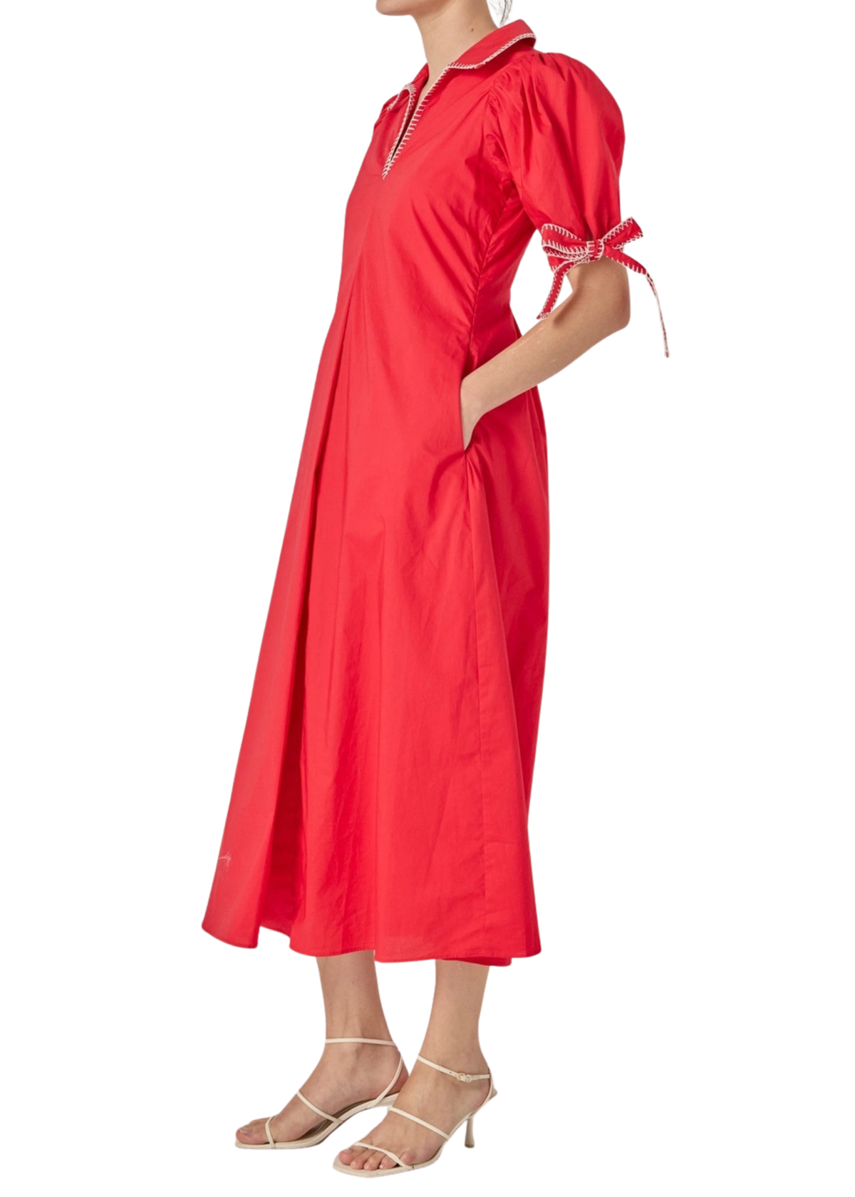 Stitch Detailed Midi Dress