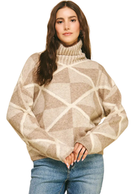 Diamon Pattern Turtleneck Sweater