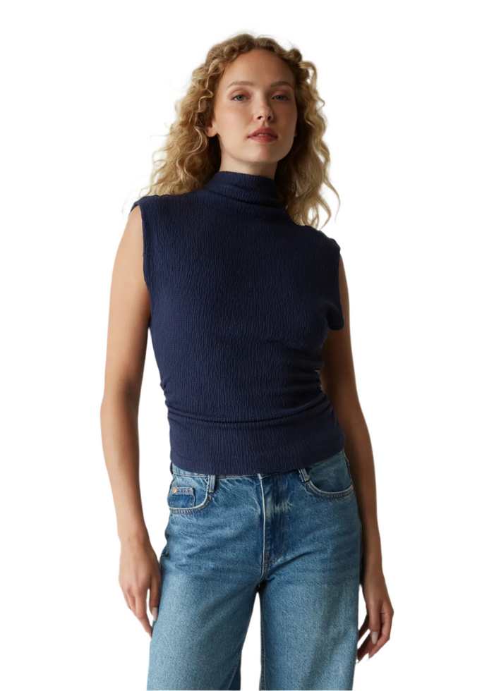 Campbell Ruched Mock Neck Tee