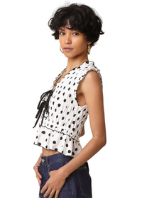 Lucia Polka Dot Ruffle Peplum Top