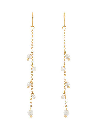 Linear Pearl & Glass Chain Earrings