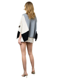 Colorblock Turtle Neck Poncho