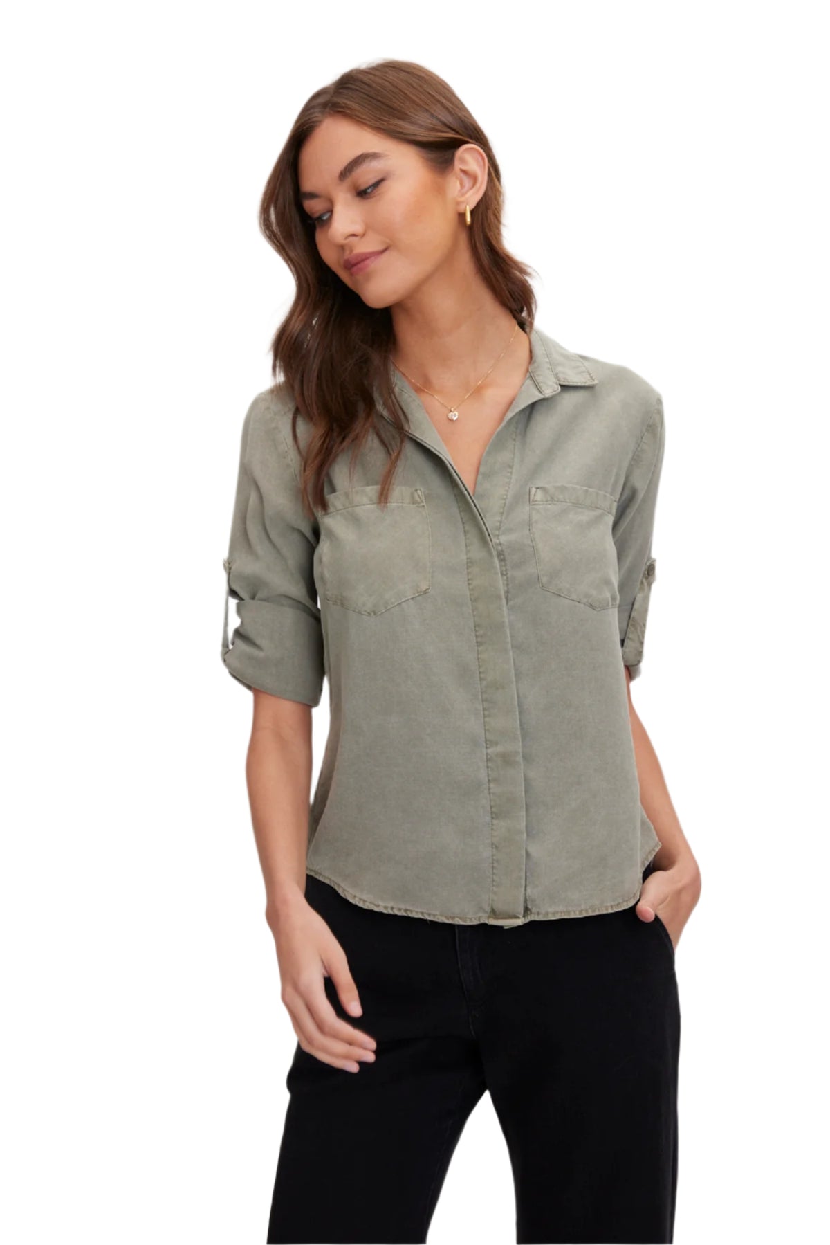 Split Back Button Down