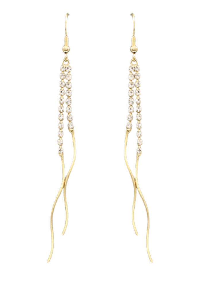 2 Curved Crystal Row Earrings