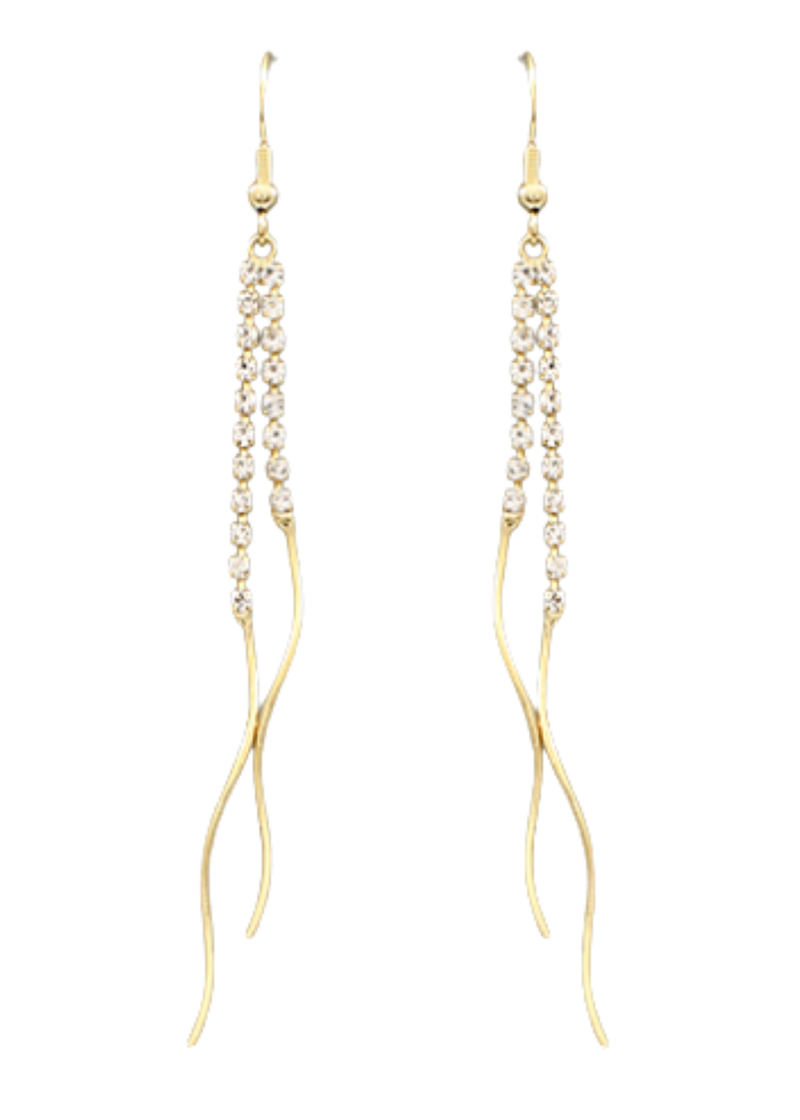 2 Curved Crystal Row Earrings
