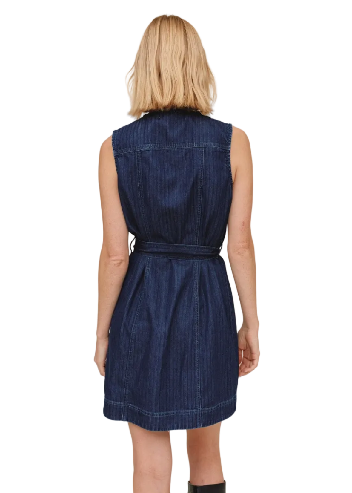 Sleeveless Seamed Shirt Dress