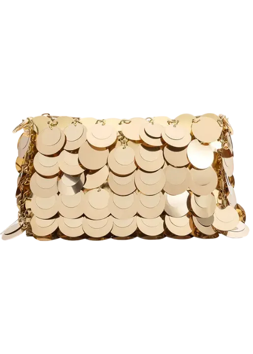 Gillie Gold Sequins Vegan Leather Xbody Bag