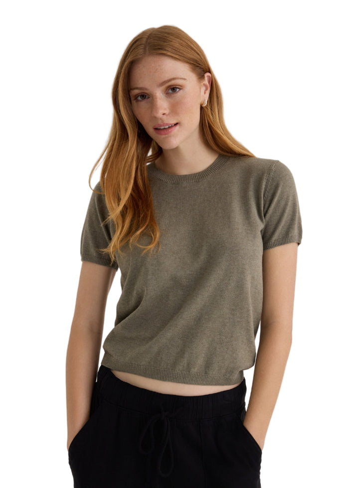 Short Sleeve Crew Neck Knit Top - Fernwood