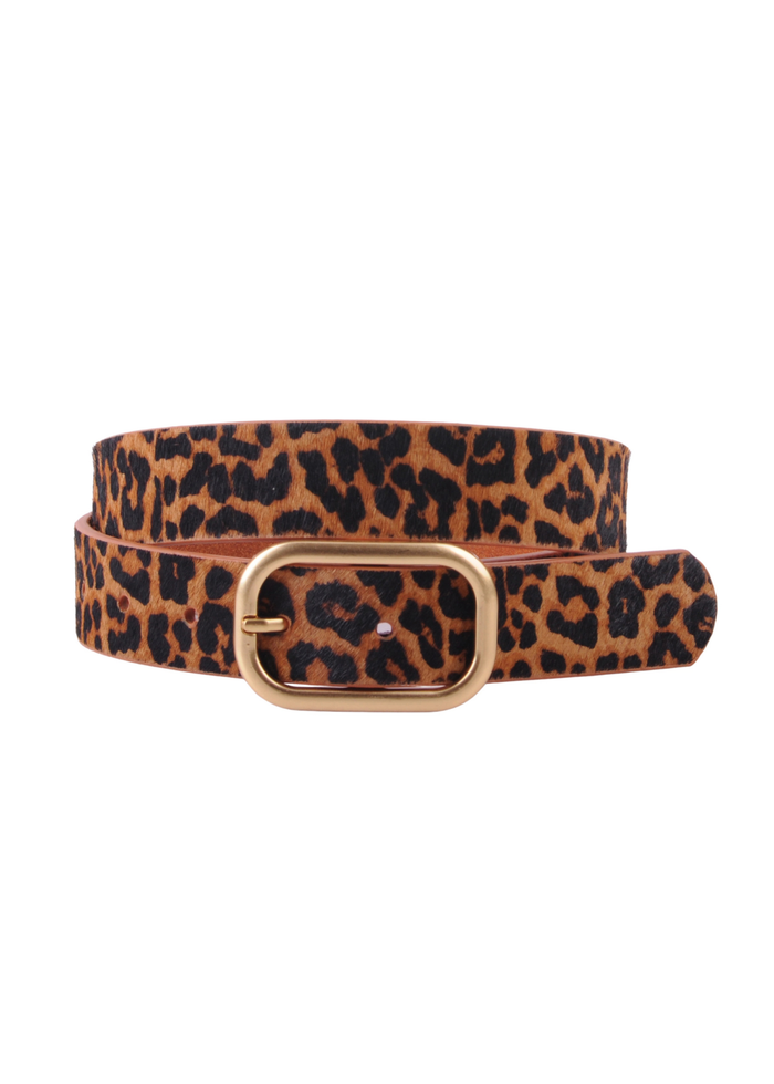 Animal Print Belt with Rectangular Buckle