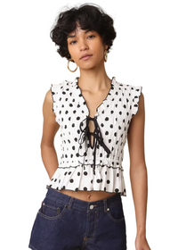 Lucia Polka Dot Ruffle Peplum Top