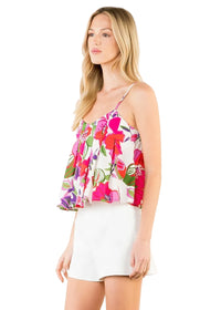 Floral Print Pleated Cami Top
