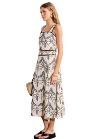 Linen Embroidered Sleeveless Top