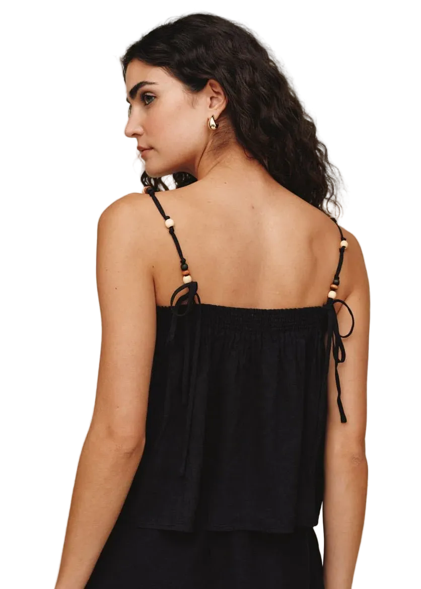 Smocked Beaded Strap Tank