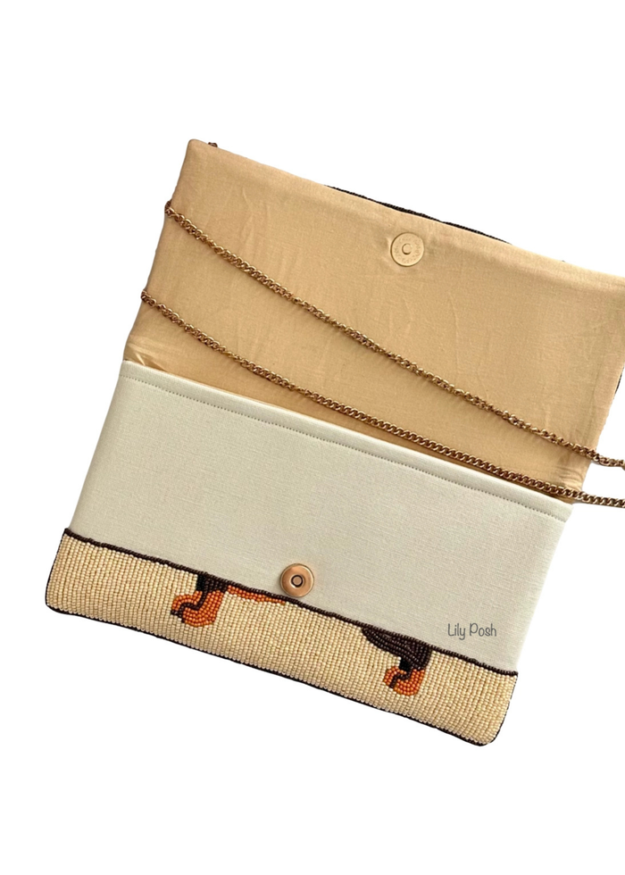 Dachshund Clutch Crossbody Beaded Bag