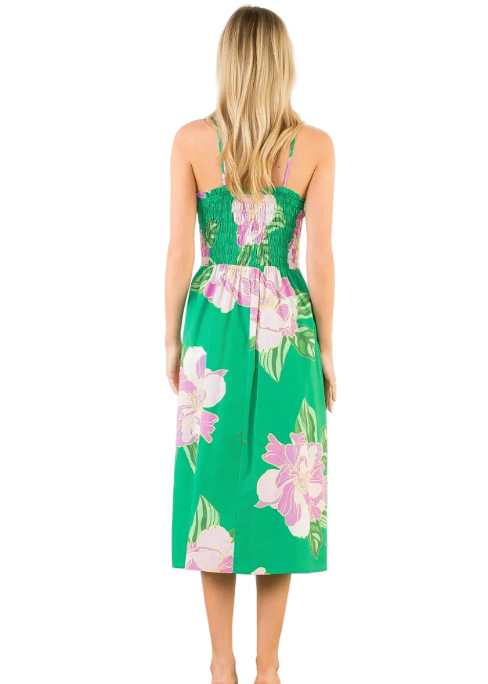 Floral Print Smocked Midi Dress
