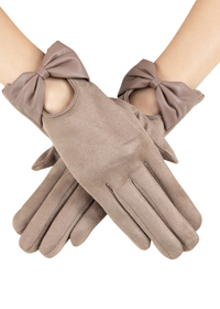Bow Leatherette Gloves