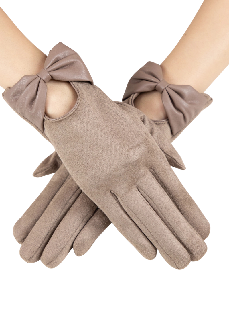 Bow Leatherette Gloves