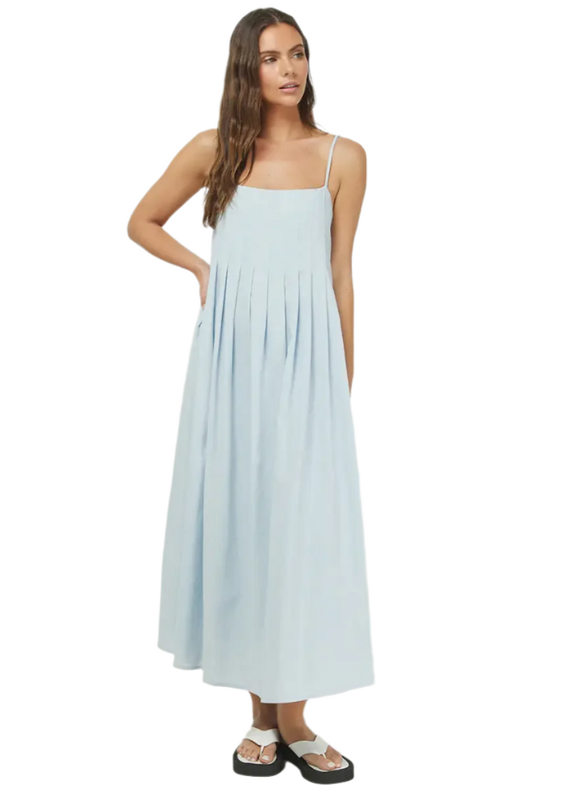 Pleated Maxi Linen Dress