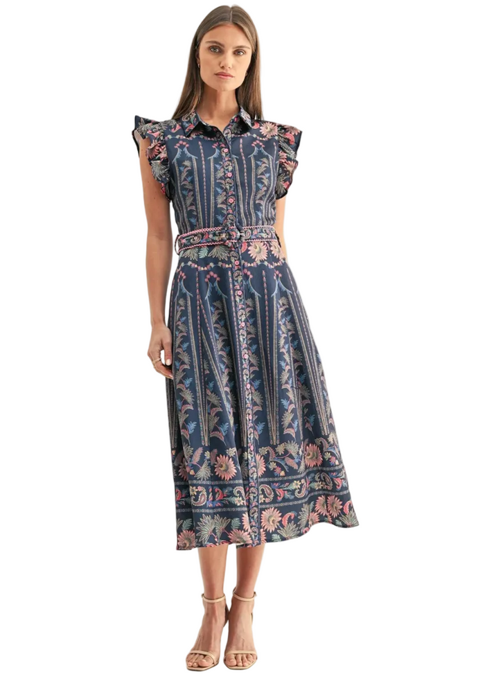 Karly Ruffled Sleeves Shirt Midi Dress