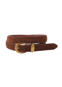 Suede Belt with Gold Curve Buckle