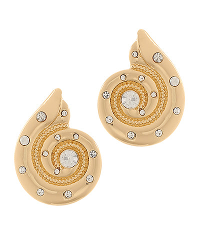 Pave Crystal Ammonite Earrings