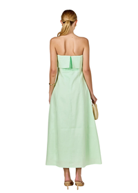 Lucia Folded Strapless Linen Maxi Dress