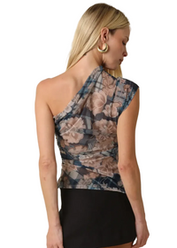 Mia Floral One Shoulder Mesh Top