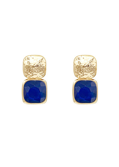 Bold Square Stone Textured Earrings
