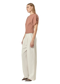 Wing Sleeve Striped Knit Top